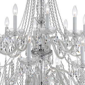 Traditional Crystal 16 Light Hand Cut Crystal Polished Chrome Chandelier