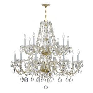 Traditional Crystal 16 Light Hand Cut Crystal Polished Chrome Chandelier