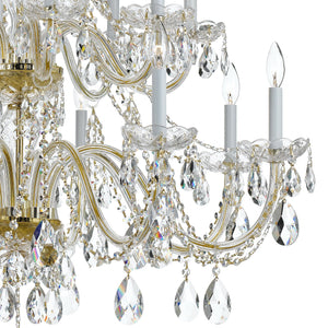 Traditional Crystal 16 Light Hand Cut Crystal Polished Chrome Chandelier