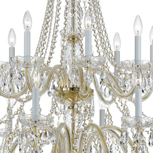 Traditional Crystal 16 Light Hand Cut Crystal Polished Chrome Chandelier