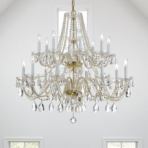 Traditional Crystal 16 Light Hand Cut Crystal Polished Chrome Chandelier