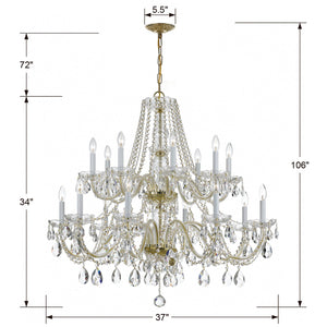 Traditional Crystal 16 Light Hand Cut Crystal Polished Chrome Chandelier
