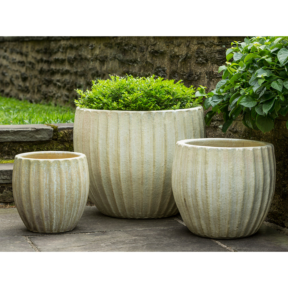 Antique Pearl Fluted Terra Cotta Planters - Set of 3