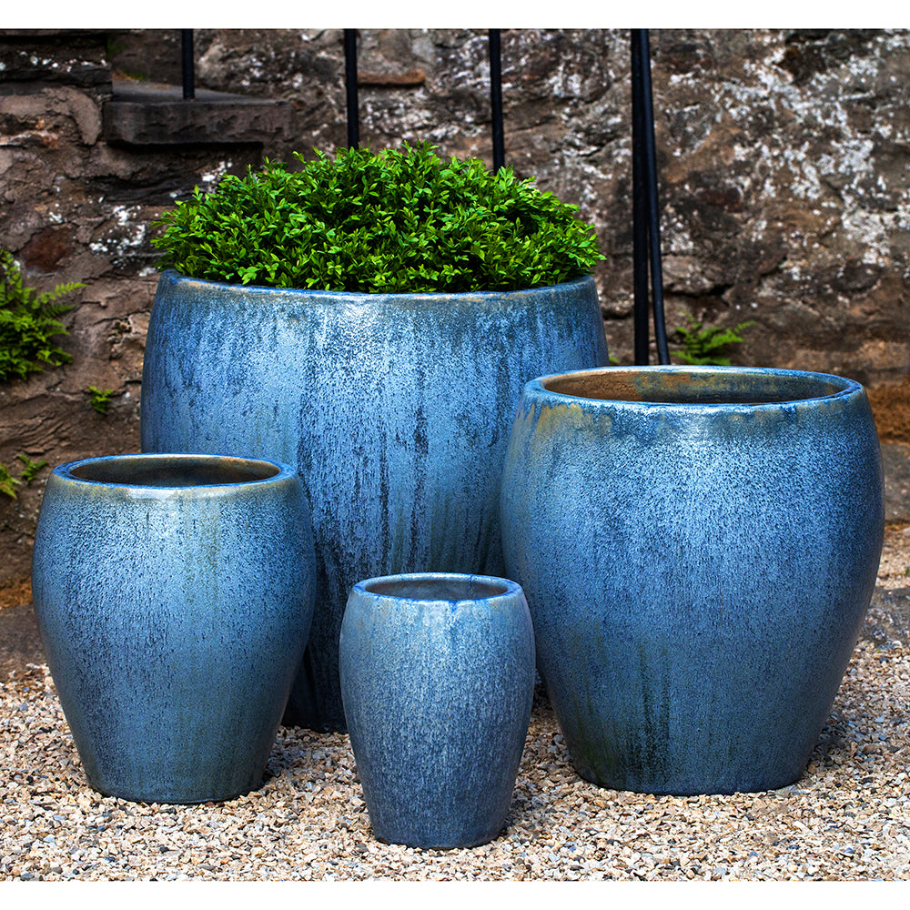 Large Blue Pearl Tapered Planters - Set of 4