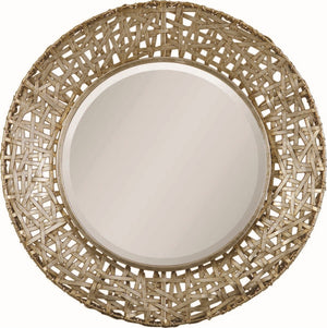 Metal Straps Round Mirror - Champagne