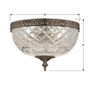 Crystorama 2 Light English Bronze Crystal Ceiling Mount