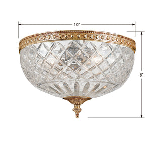 Crystorama 2 Light Olde Brass Crystal Ceiling Mount