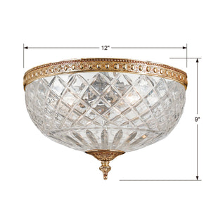 Crystorama 3 Light Olde Brass Crystal Ceiling Mount