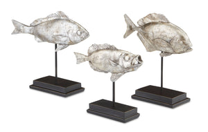 Silver Fish Set of 3 - Antique Silver/Black