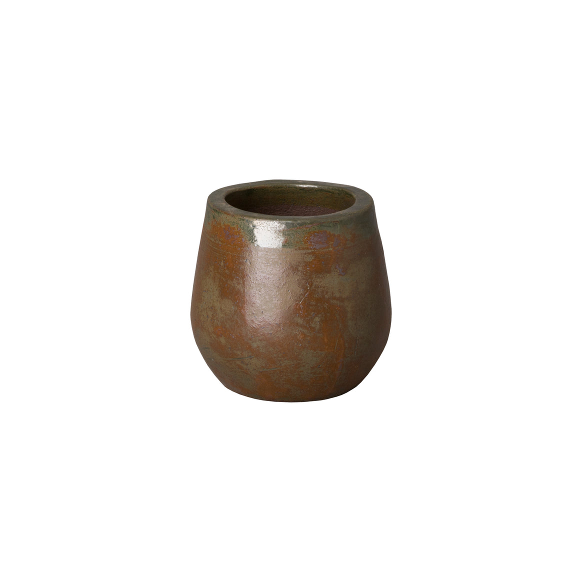 Small Round Planter with a Green Wash Glaze