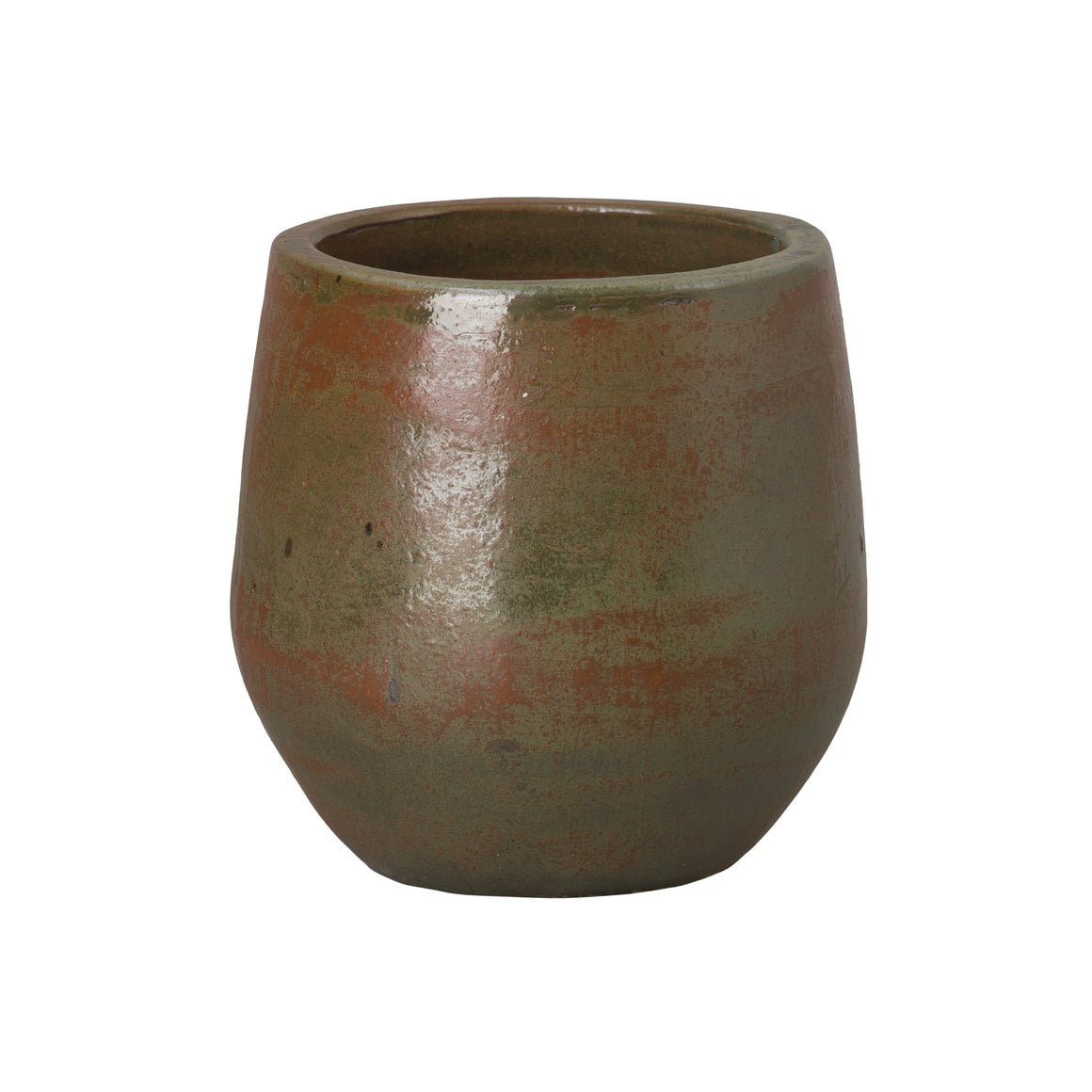 Medium Round Planter with a Green Wash Glaze
