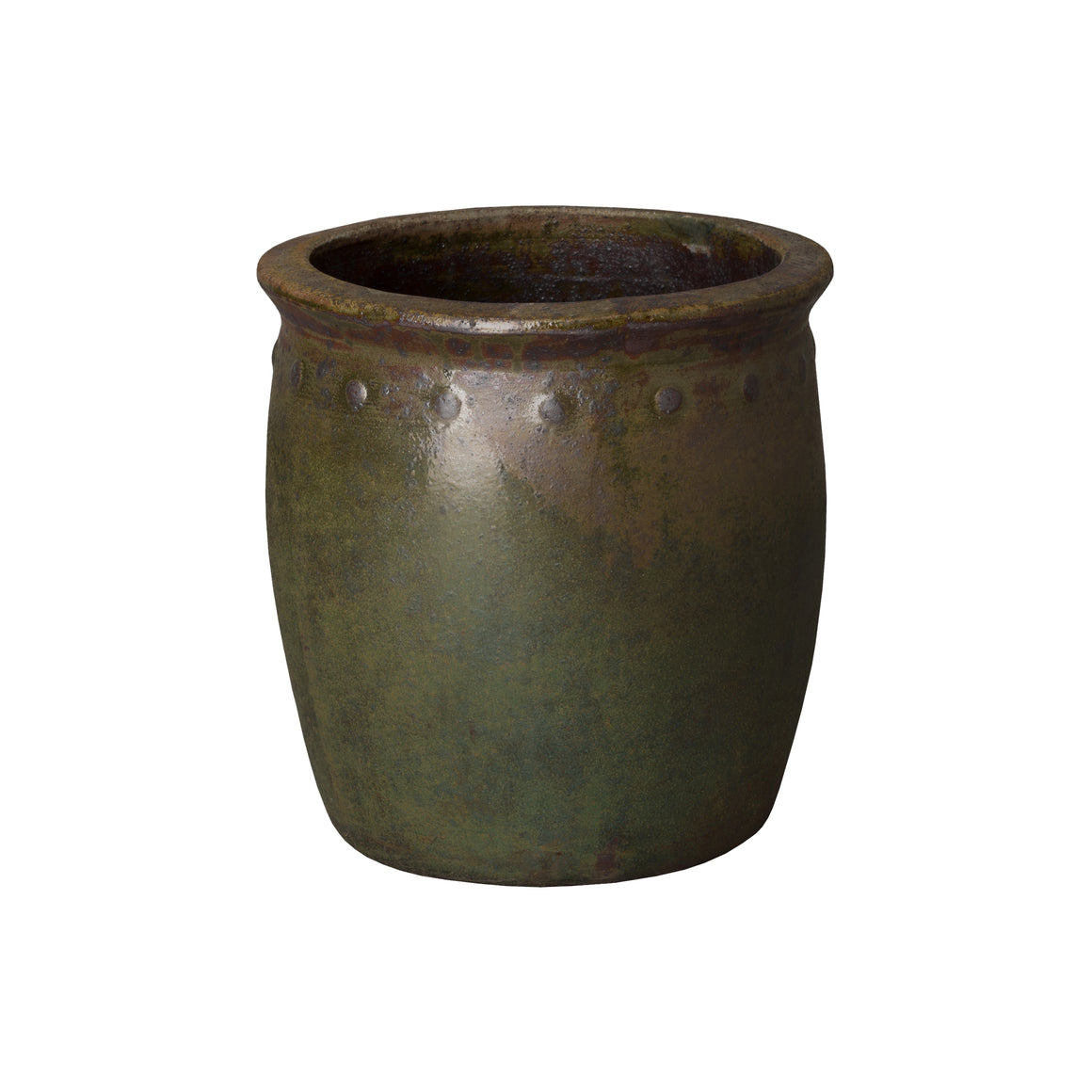Medium Round Planter with a Green Wash Glaze