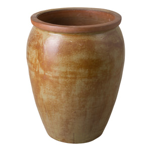 Large Round Ceramic Planter - Rustic Sage Green Glaze