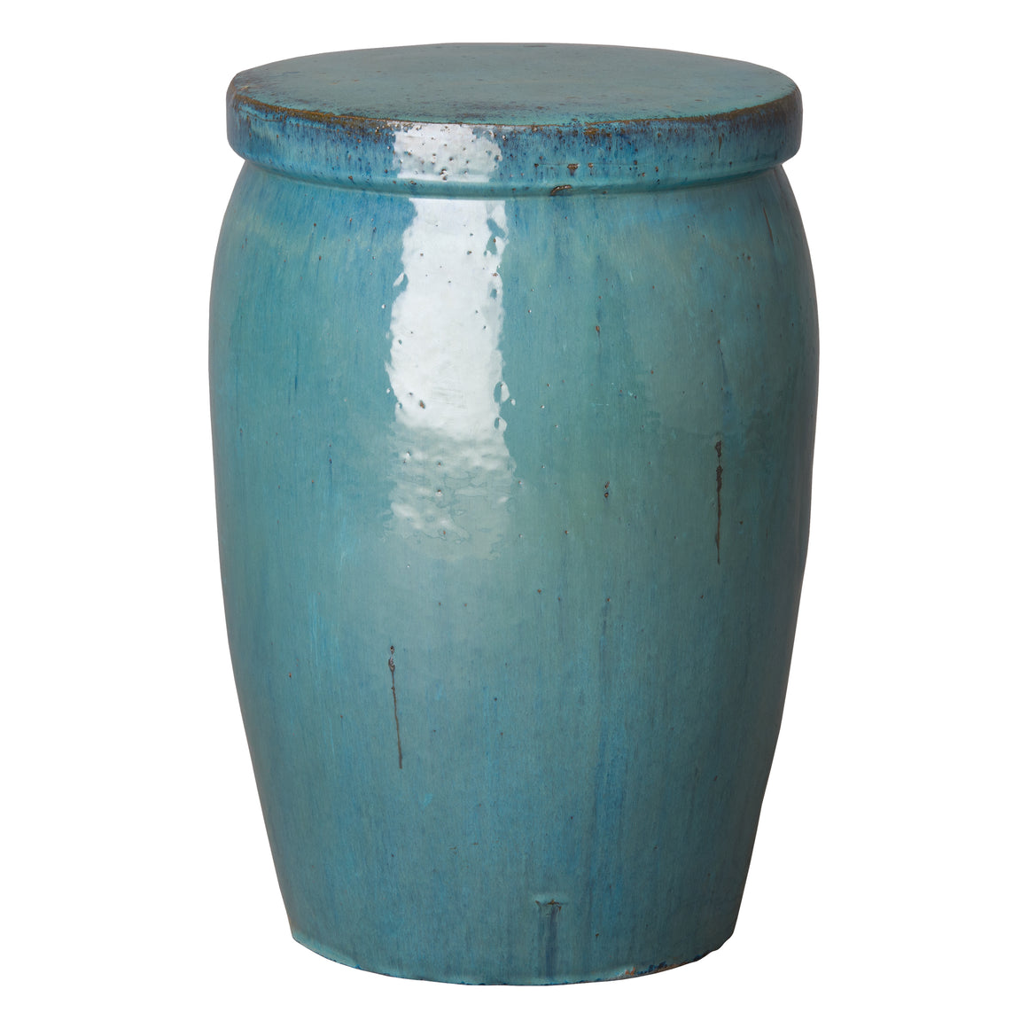 Drum Garden Stool/Table with a Teal Glaze