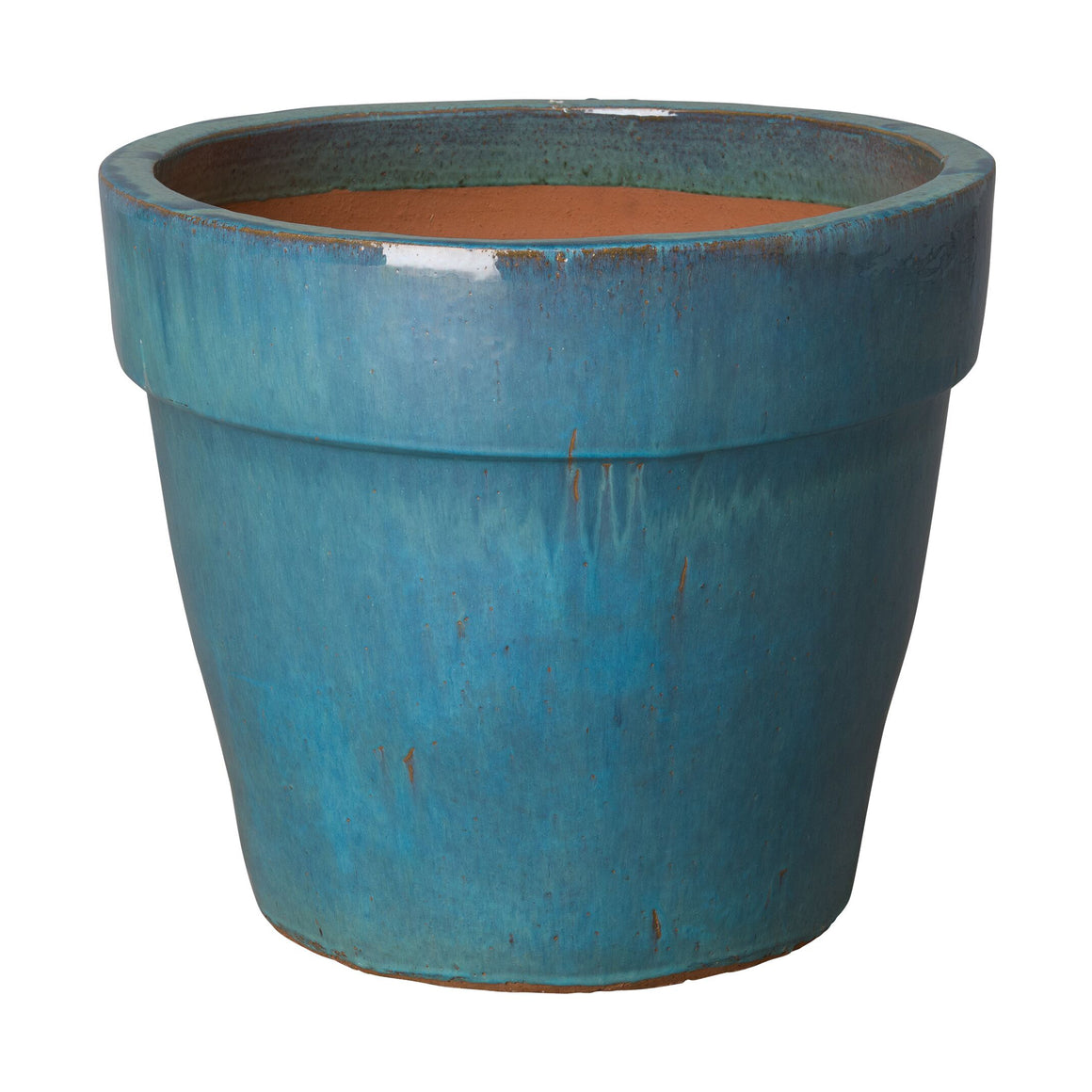 Large Round Planter with Teal Glaze