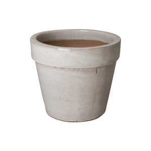 Medium Round Ceramic Flower Pot - Distressed White