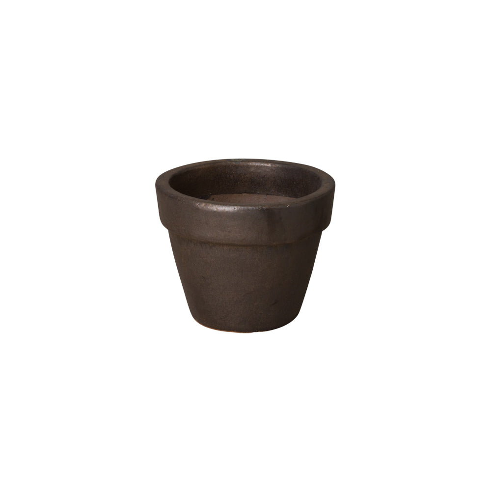 Extra Small Round Ceramic Flower Pot - Metallic Brown