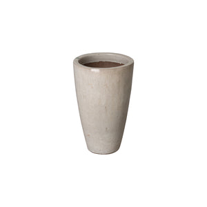 Small Tall Round Planter with a Distressed White Glaze