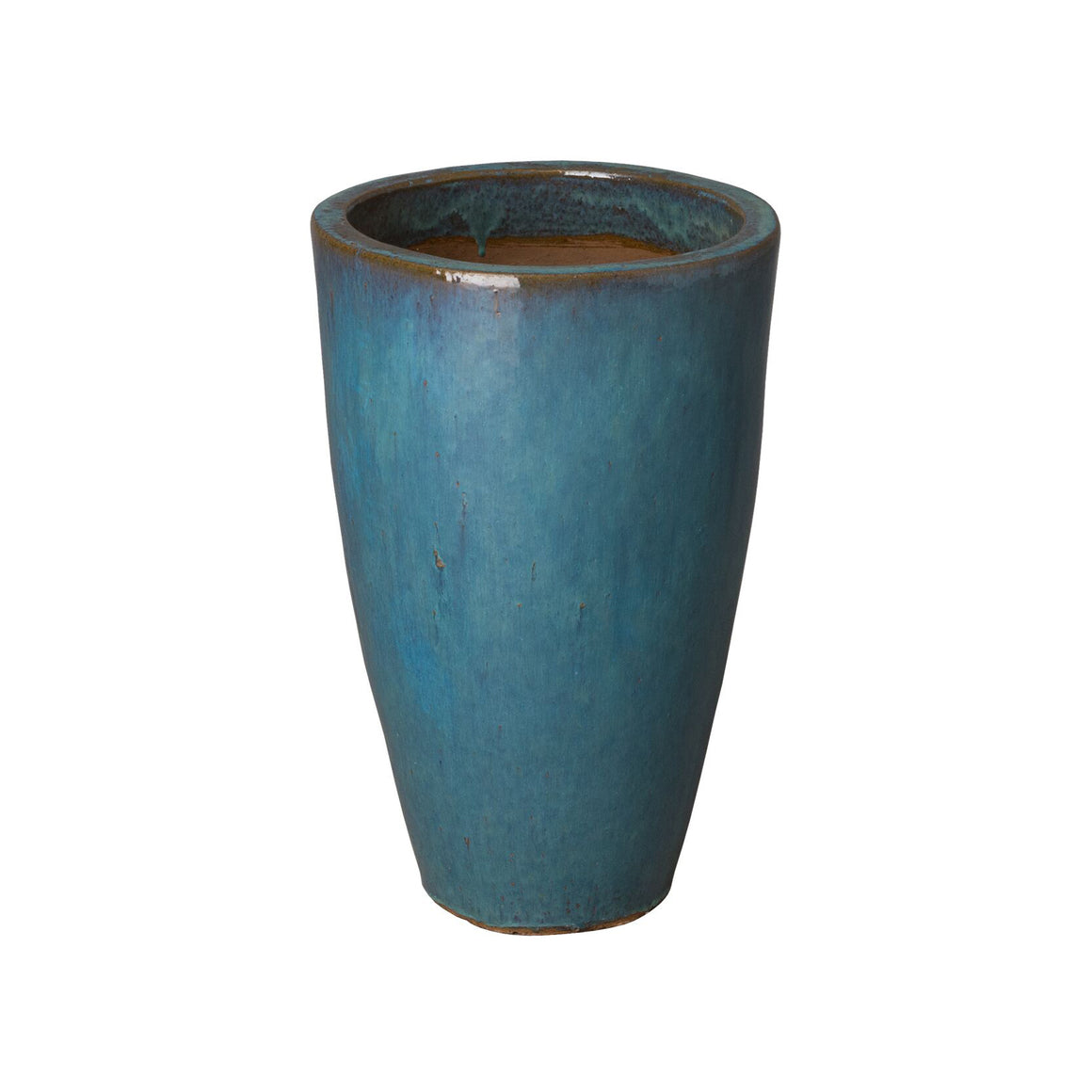 Small Tapered Round Planter with Teal Glaze
