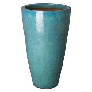 Large Tapered Round Planter with Teal Glaze