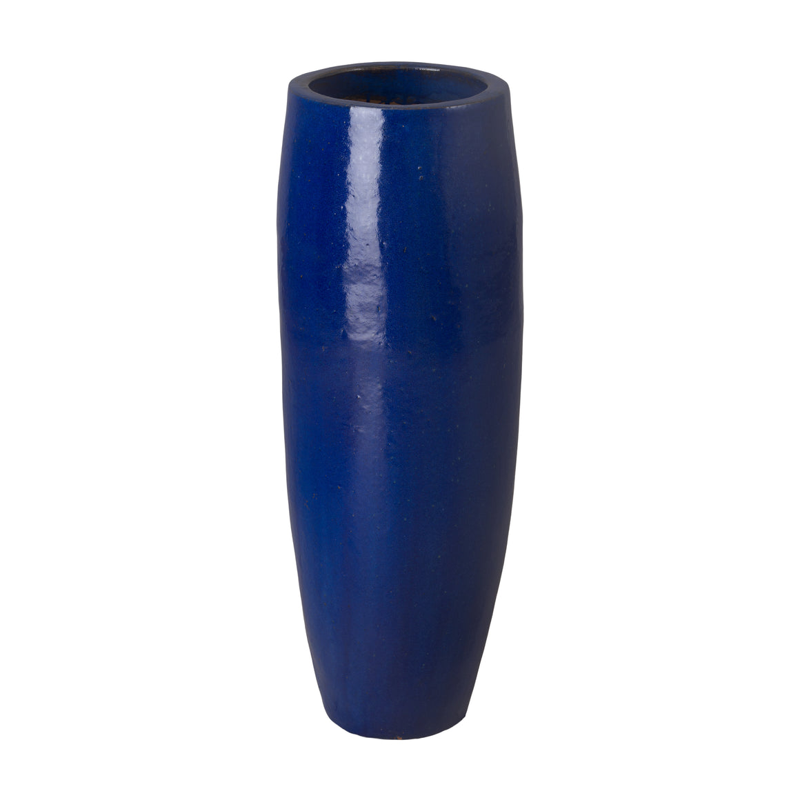 Medium Tall Blue Ceramic Cylinder Planter