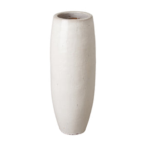 Medium Tall White Ceramic Cylinder Planter