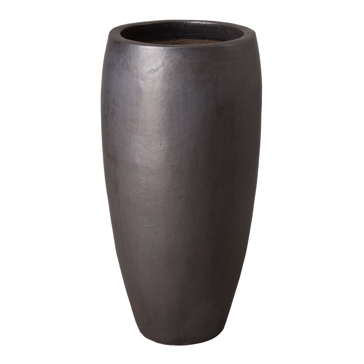 Tall Matte Black Ceramic Cylinder Planter-Large
