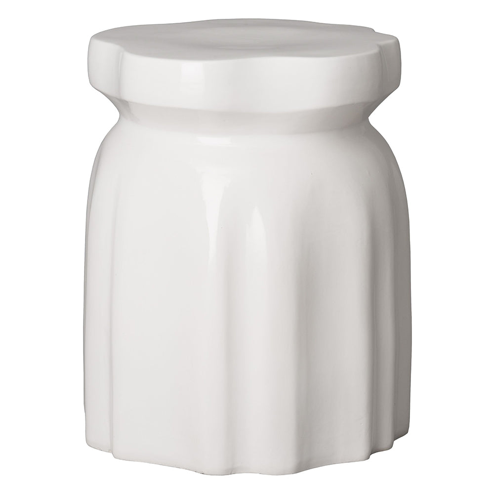 Columnar Garden Stool with Glossy Glaze - White