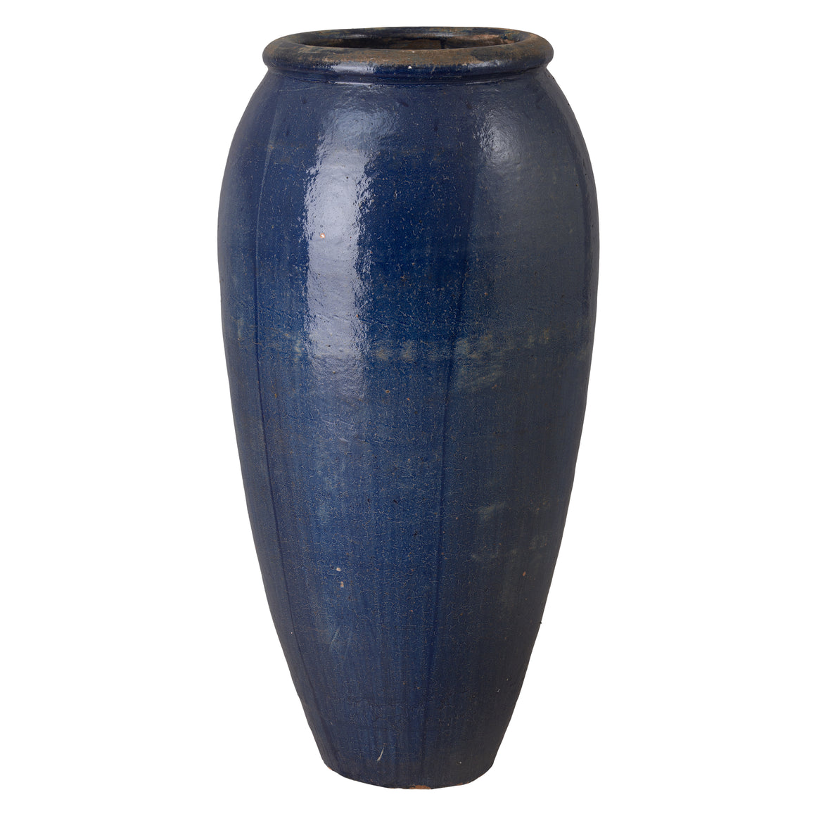 Extra Tall Antique Blue Ceramic Storage Jar