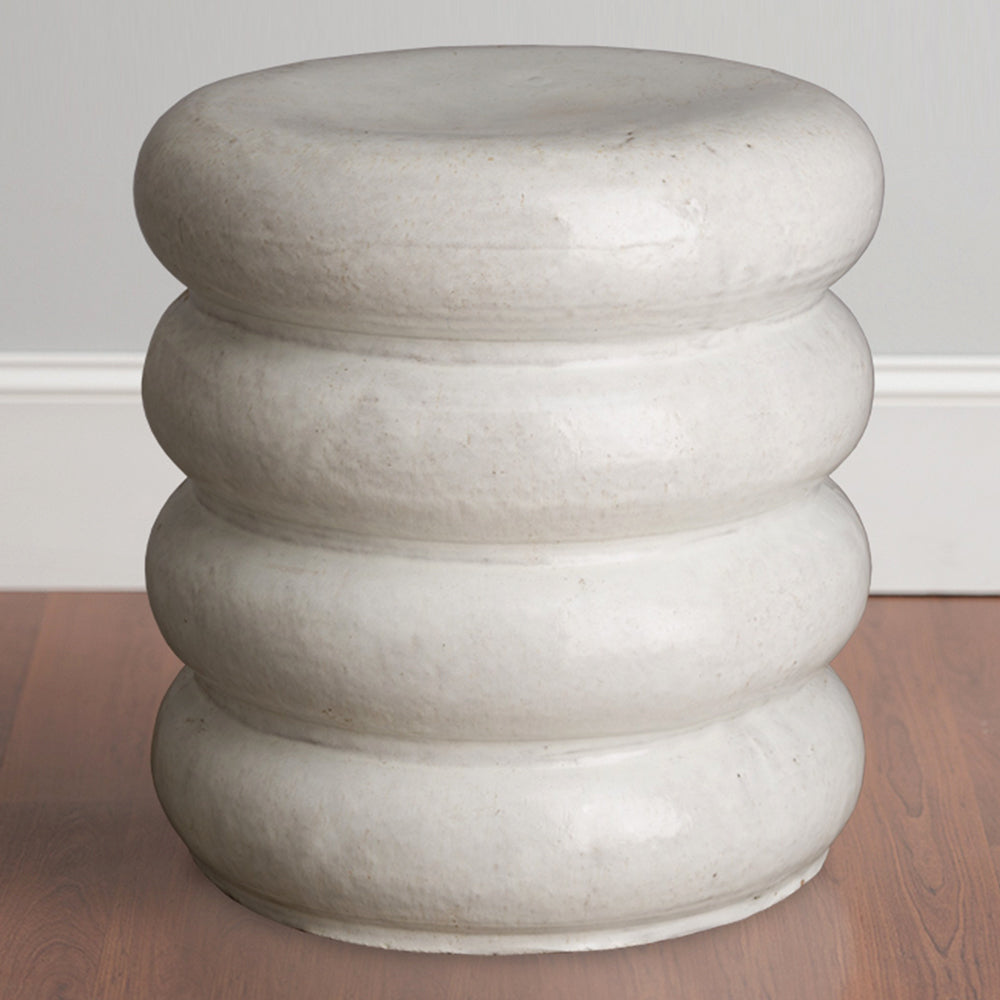 Stacked Discs Garden Stool – White