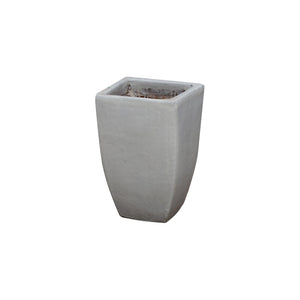 Small Tapered Square Ceramic Planter - White Glaze