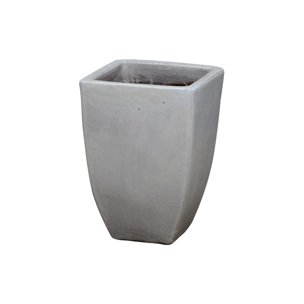 Medium Tapered Square Ceramic Planter - White Glaze