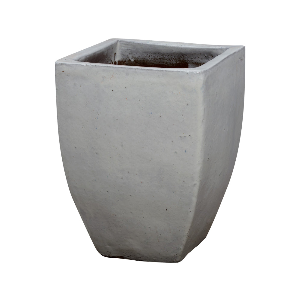 large square ceramic plant pots Large Tapered Square Ceramic Planter - White Glaze