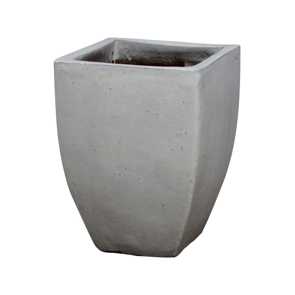 Large Tapered Square Ceramic Planter - White Glaze