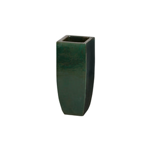 Tall Square Emerald Green Ceramic Planter - Small