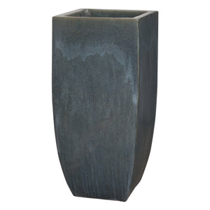 Tall Square Planter with a Storm Gray Glaze