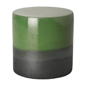 Two-Tone Ceramic Garden Stool/Table with a Green Apple Glaze