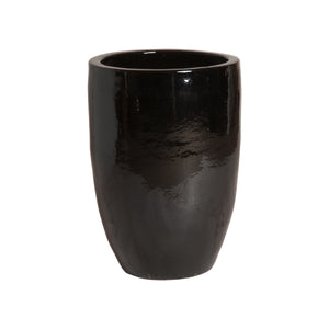Small Tall Round Planter with a Black Glaze