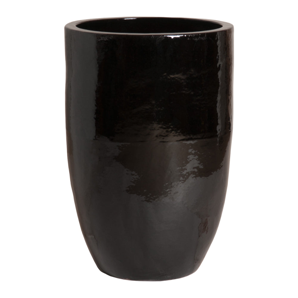 small black ceramic flower pots Large Tall Round Ceramic Planter – Black