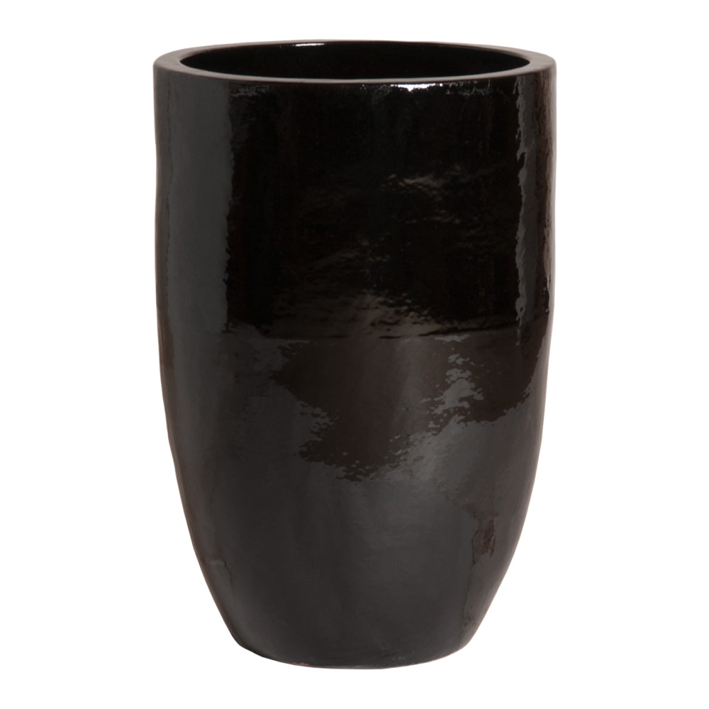 Large Tall Round Ceramic Planter – Black