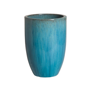 Small Tall Round Ceramic Planter – Blue