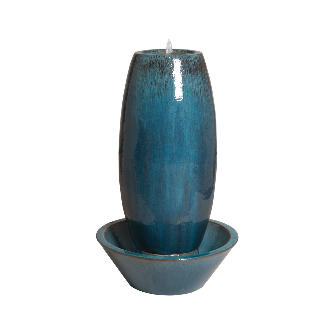 Fountain with a Blue Glaze (2 Pieces with Pump Included)
