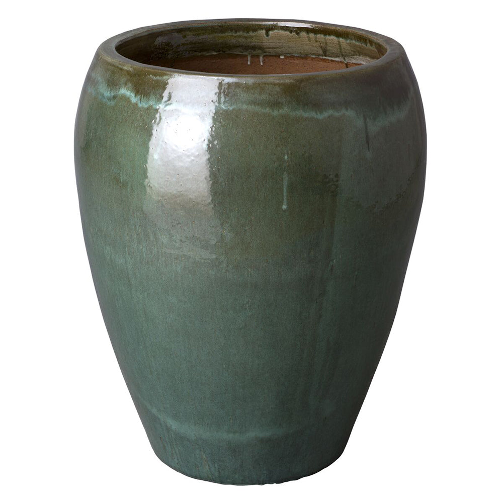 dark green planter pot Large Round Tapered Planter - Tea Green