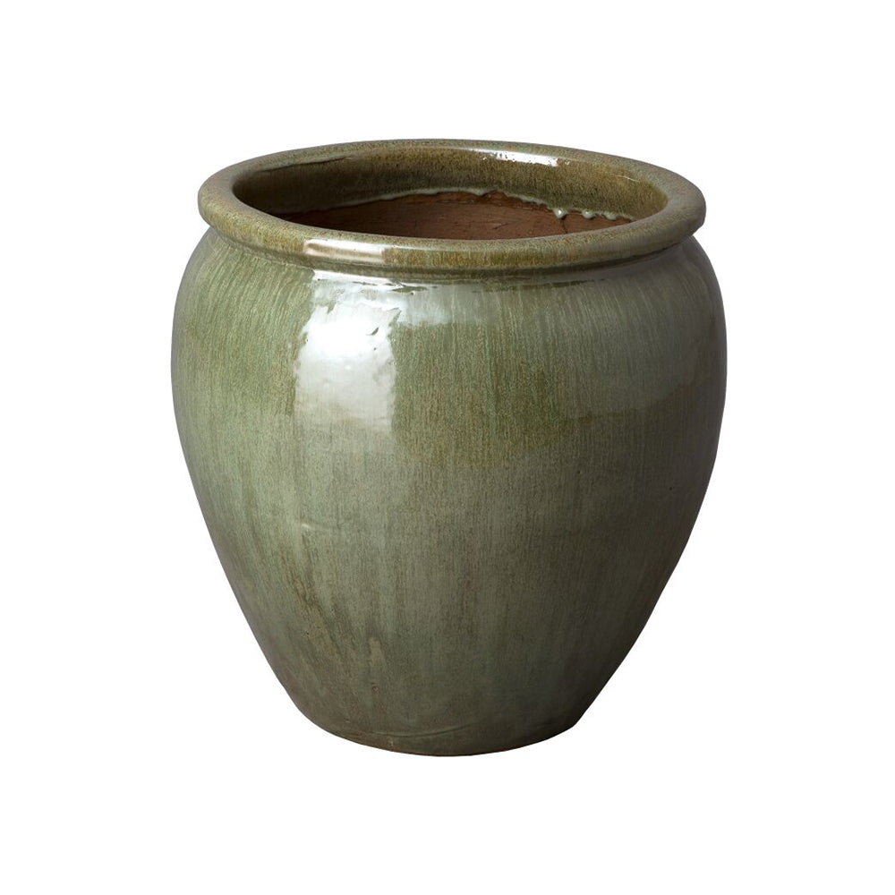 Medium Round Planter with Rolled Edge – Tea Green