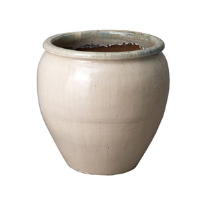 Medium Round Planter with Rolled Edge – Distressed White