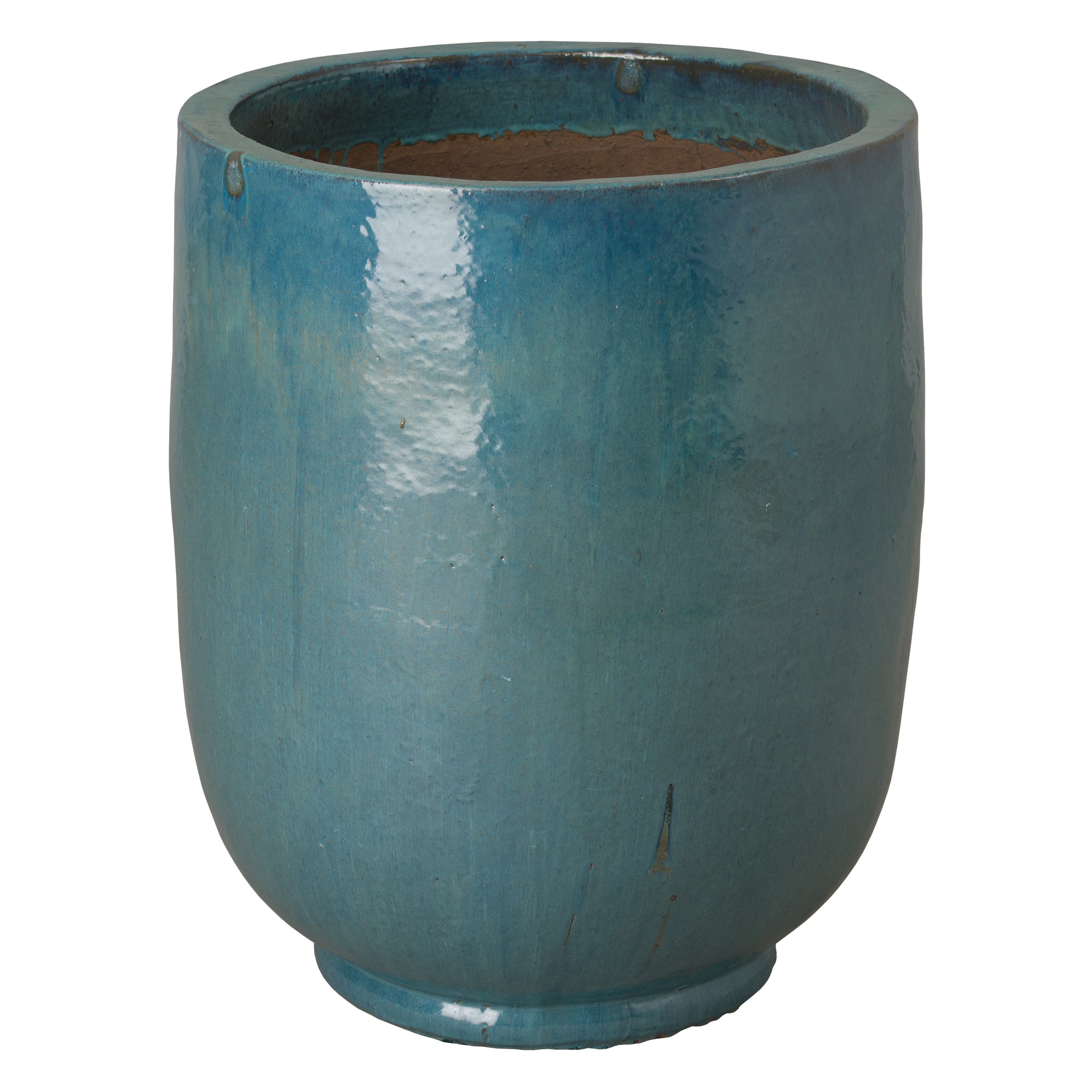 large teal plant pot Large Round Teal Planter