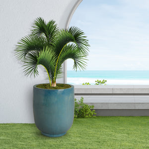 Set of 2 Round Teal Planters