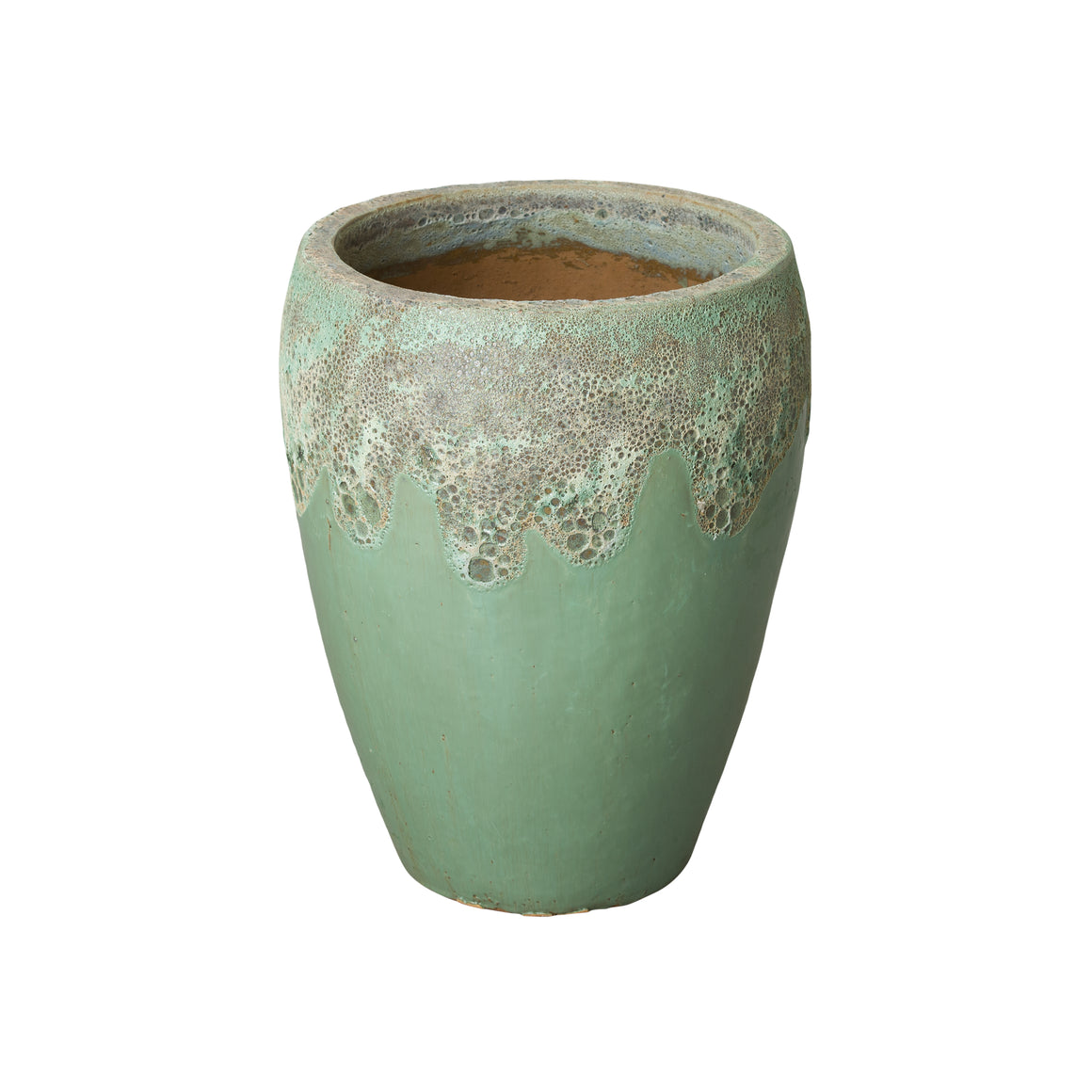Round Ceramic Planter with a Reef/Spa Green Glaze