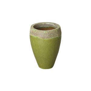 Small Round Ceramic Planter with a Reef/Lime Glaze