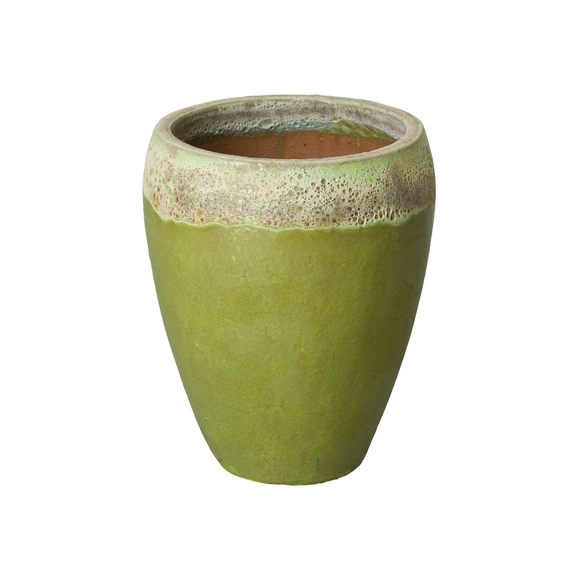 Medium Round Ceramic Planter with a Reef/Lime Glaze